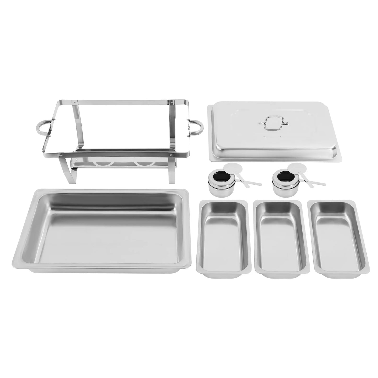 Stainless Steel Chafing Dish Buffet Set Rectangular Catering Chafer Warmer Buffet Dishes Warming for Restaurants, Buffets