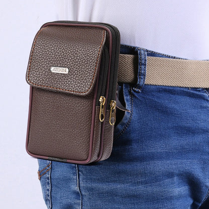 Men Cell Phone Waist Case Bag Pouch Leisure Small Leather Mobile Phone Belt Clip Bag Belt Pouch Leather Cell Phone Holster