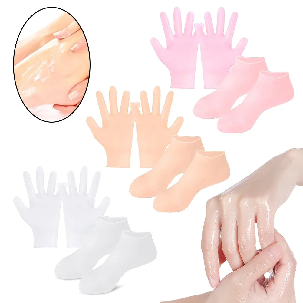 Silicone Anti Crack Foot Mask Prevents Dryness Foot & Hand Spa Mask Pedicure Socks & Moisturizing Gloves for Feet/Hand Care