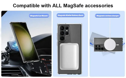 Original Magsafe Magnetic Clear Case for Samsung Galaxy S24 Ultra S21 FE S22 Plus S23 Ultra Wireless Charging Shockproof Cover