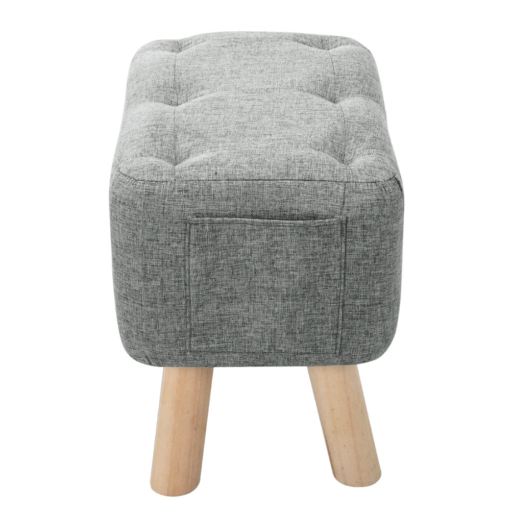 【Breeins】Linen Upholstered Ottoman Footstool with Pocket Chair Sofa Home Decoration