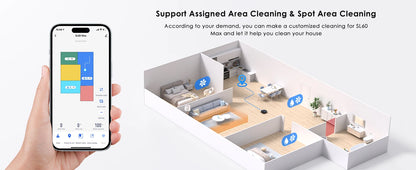Lubluelu SL60 Max 3-in-1 Robot Vacuum Mop - 5000Pa Suction Pet Hair Long Hair Friendly LDS9.0 LiDAR 24 No-Go Zones APP Control