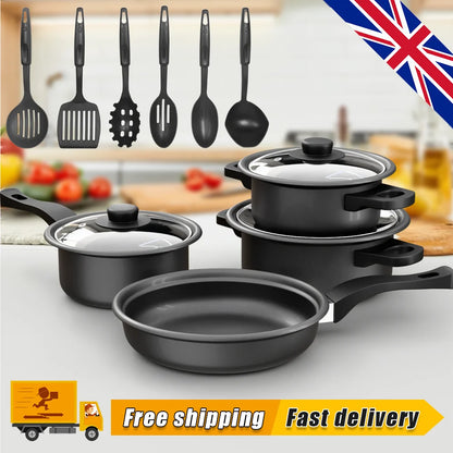 13pcs Cookware Set Pan Pot Non Stick Saucepans Frying Pan Cookware Set Glass Lid Sauce Pan