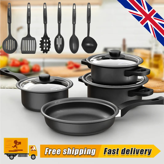 13pcs Cookware Set Pan Pot Non Stick Saucepans Frying Pan Cookware Set Glass Lid Sauce Pan