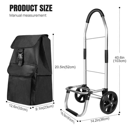 Foldable shopping trolley Lightweight aluminium shopping trolley Comes with removable shopping bag Waterproof fabric Mudguard