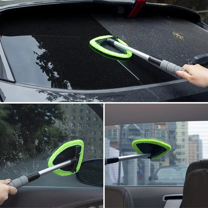 Windshield Cleaner with 2 Microfiber Pads Windshield Cleaning Tool Extendable Handle Windshield Washer Brush for Car & Home Use