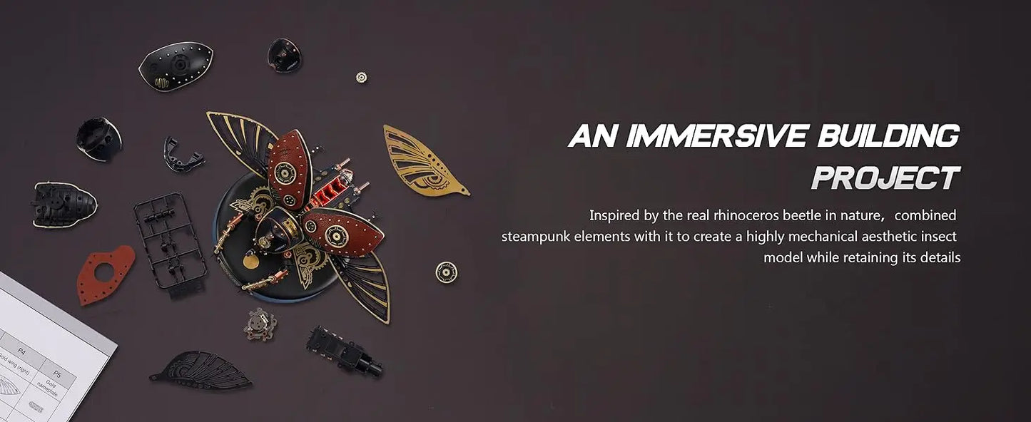 Robotime Rokr Rhinoceros Beetle Model Building Kits Mechanical 3D Puzzles Games Birthday Easy Assembly Mechanical Design Toys -