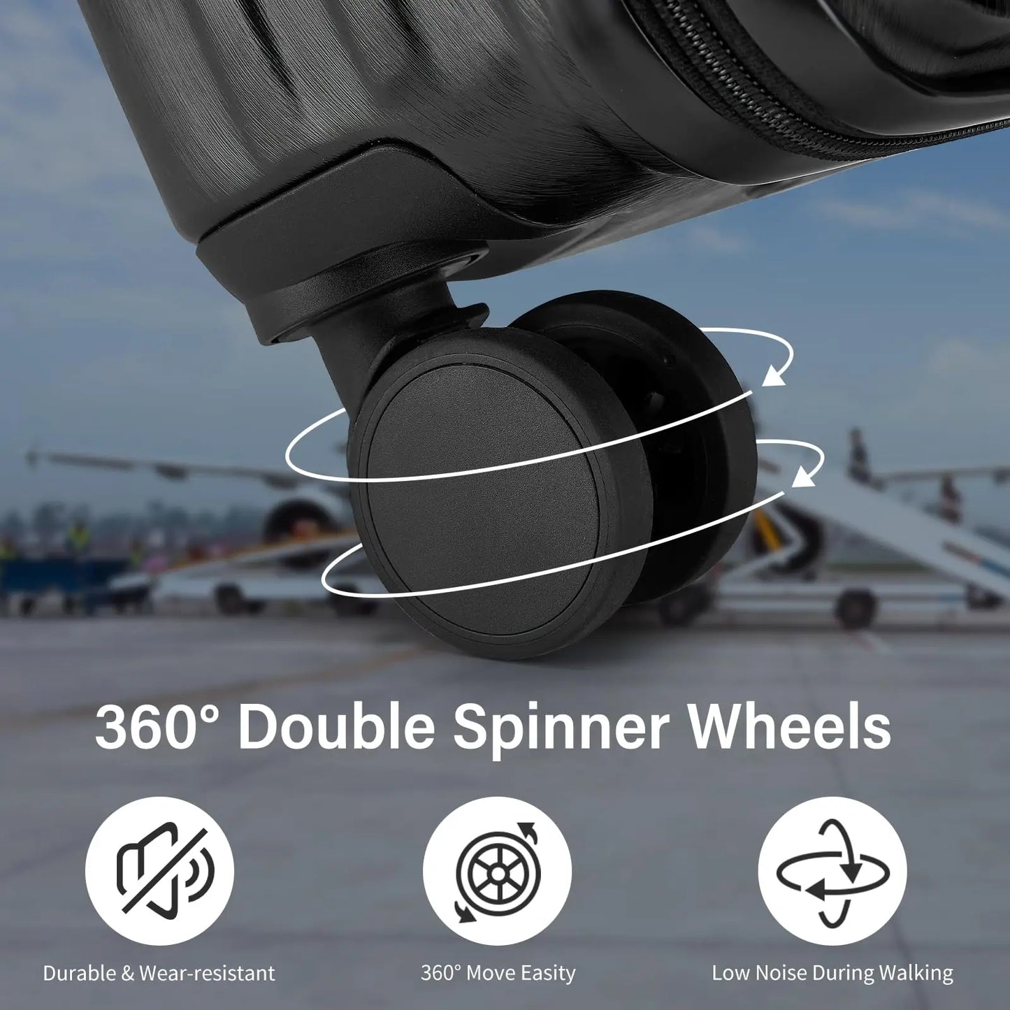 Kono 2/4-Piece Hardshell Luggage Set - ABS+PC Lightweight Suitcases w/TSA Lock & 4 Spinner Wheels, 12"-28" Carry-On & Check-In