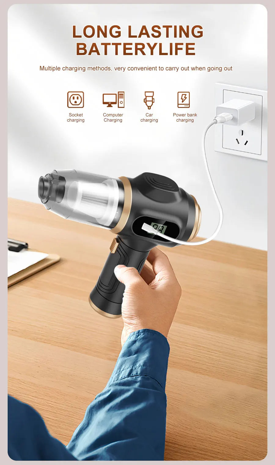 ABS Wireless Car Vacuum Cleaner - Household Appliance - Sofa - Office - High Power - Household Cleaning Machine - Carpet Cleaner