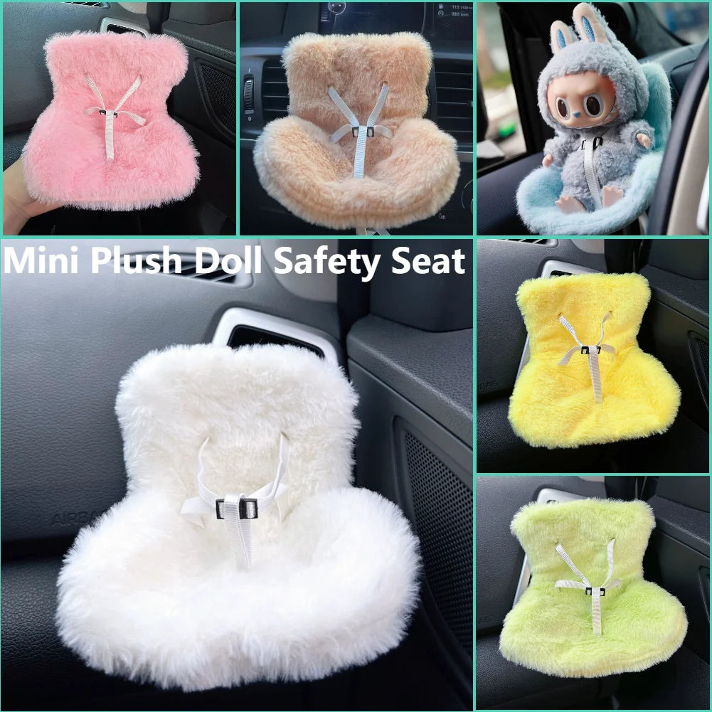 Soft Mini Plush Doll Safety Seat Kawaii Labubu Idol Kpop Doll Plush Seat Car Air Aromatreatment Decoration Car Ornament Gifts