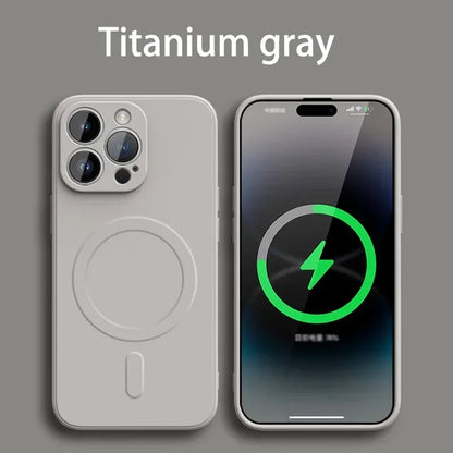 Liquid Silicone Case For iPhone 16 17 15 14 13 12 11 Pro Max Plus Mini Air For Magsafe Magnetic Wireless Charge Soft Cover funda