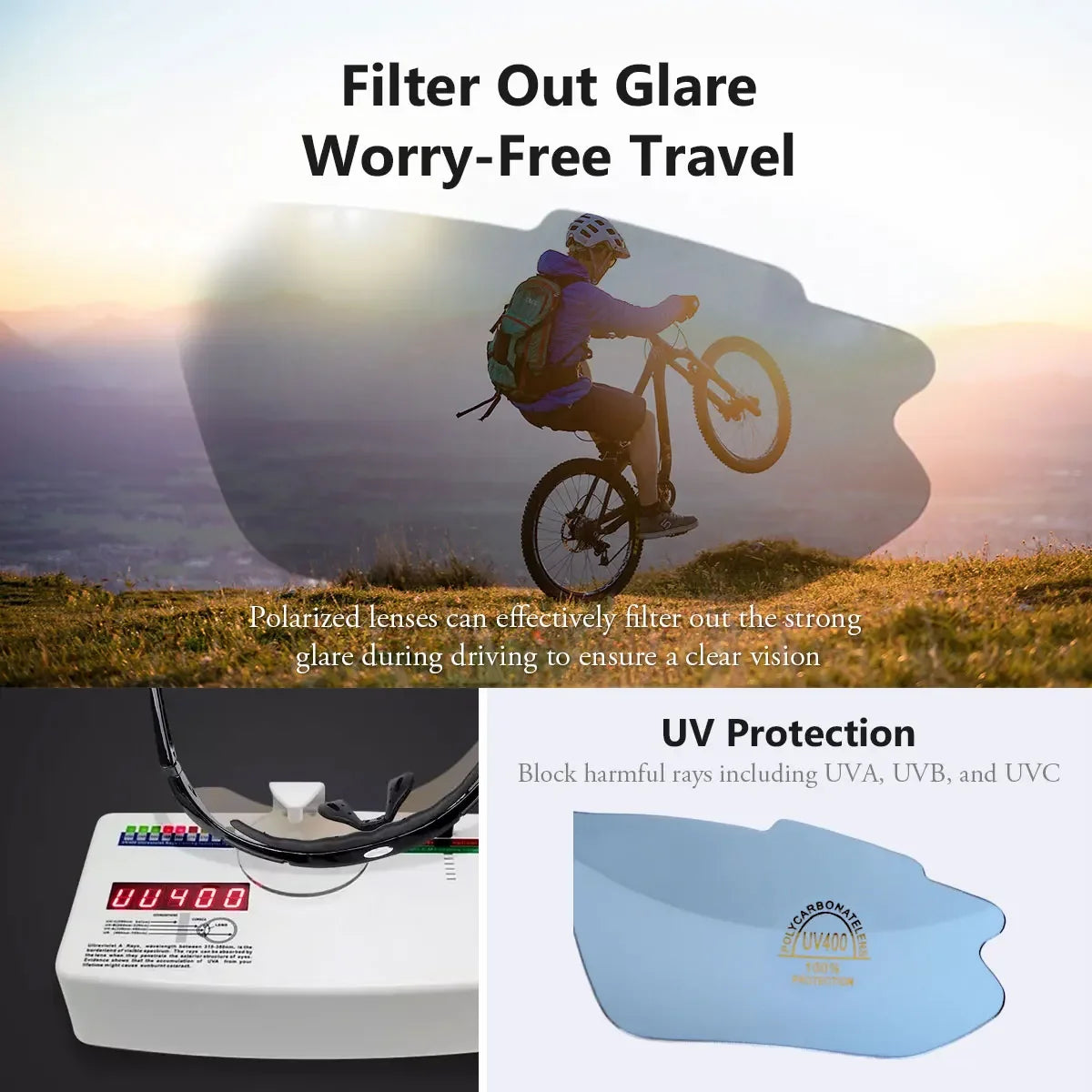 MOVIGOR 5 Lens Polarized Cycling Glasses Sports Men Sunglasses Road Bicycle Goggles Mountain Bike Riding Protection Eyewear set