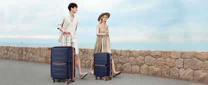 (56/66/76 cm) | British Traveler hard shell case with 8 spinner wheels & TSA lock | 100% PP | hand luggage compatible