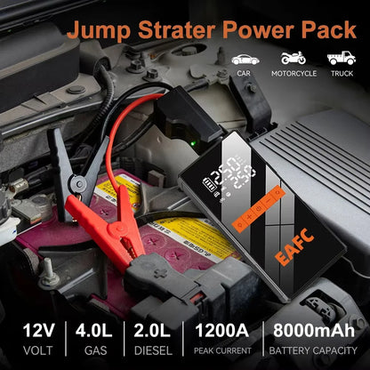1200A Car Jump Starter 150PSI Tire Inflator 4 In 1 Multifunctional Automotive Emergency Power Bank Air Pump with Tire repair kit