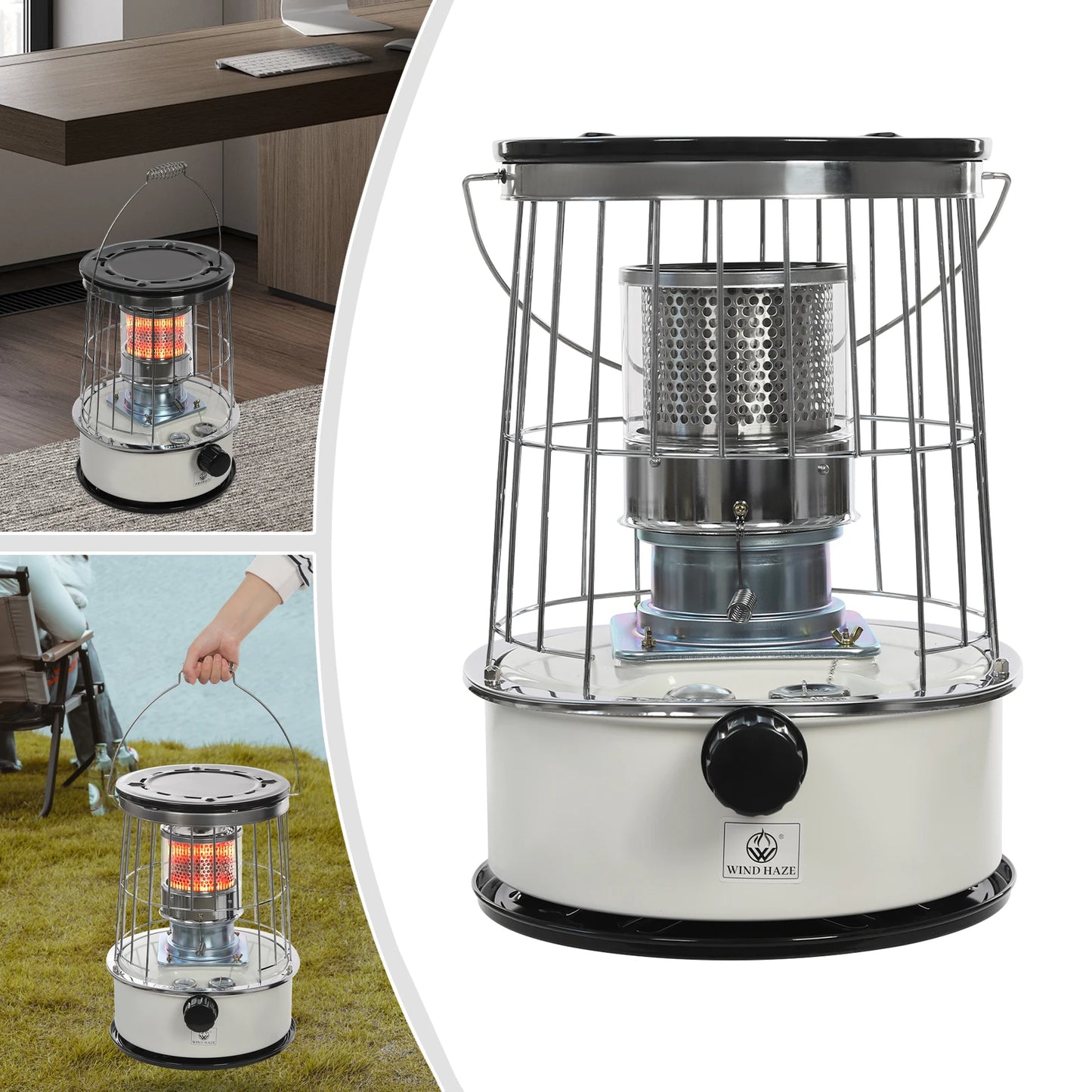 Kerosene Heater Gas Camping Paraffin Heaters For Home Indoor Portable Heating Stove Oil 360° Surround Burner W/6L Fuel Tank