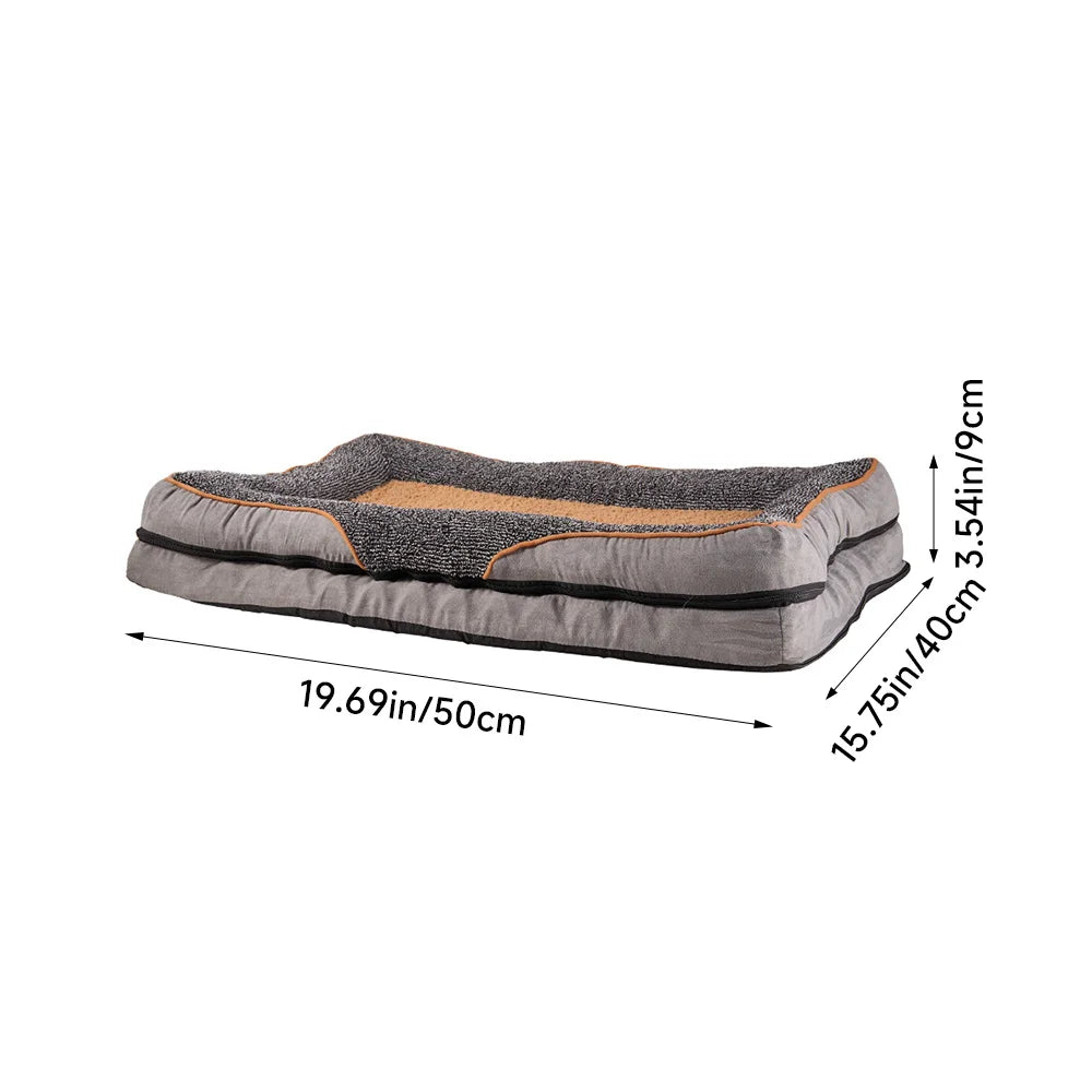 Voltsify Anti-Slip Orthopedic Pet Bed with Removable Zipper Cover, Elevated Pillow Support, High-Density Sponge & EPE Foam