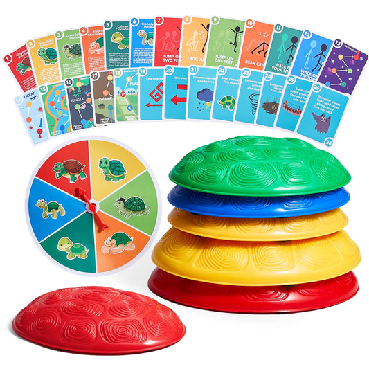 SucceBuy 6 PCS Kids Turtle Balance Stepping Stones Kids Toddler Jumping Coordination Game Toys Outdoor Play for Children Gifts