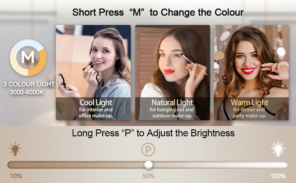 17 LED Hollywood Makeup Mirror Large Vanity Light Mirror with Dimmable LED Bulbs