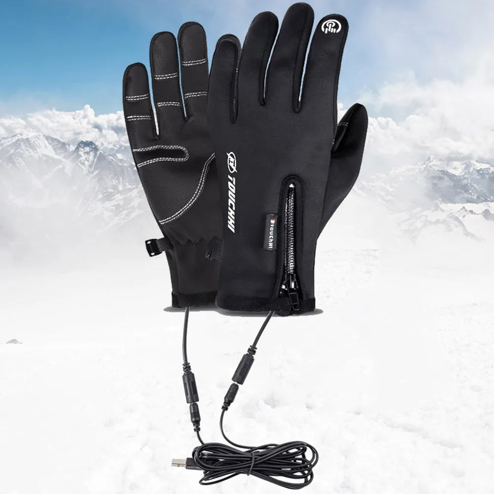 Winter Gloves Men Women Heating Warm Touchscreen Gloves USB Winter Electric Heated Gloves Hiking Skiing Fishing Cycling Mittens