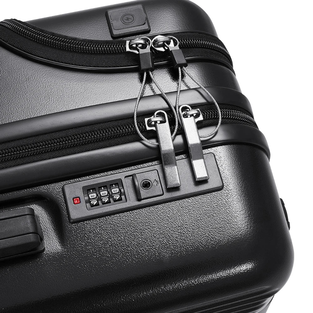 【Sheonly】20 Inch Front Opening Suitcase with TSA Lock and USB Charging Port