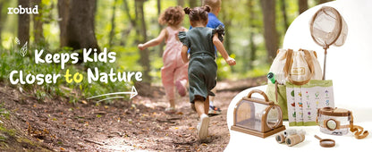 Robud Upgraded Kids Explorer Kit with Costume Kit Green Outdoor Exploration Set for Camping Montessroi Toy for Kids WRP30