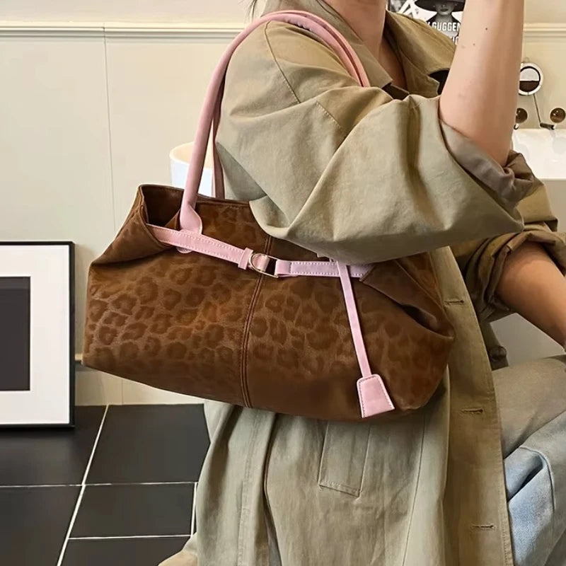 Leopard PU Leather Shoulder Bags for Women 2026 Luxury Designer Brand Trend Tote Bag Females Short Handle Handbags and Purses