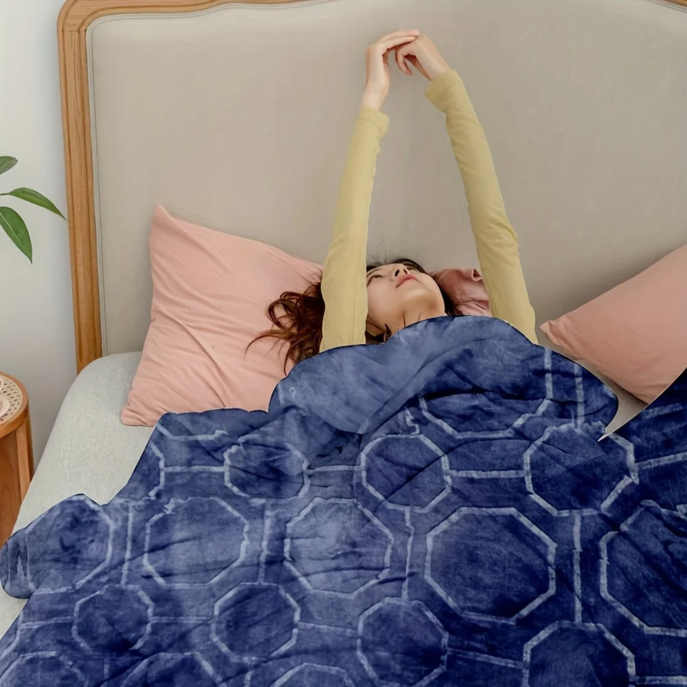 Luxurious Blue Flannel Throw Blanket - Ultra-Soft Cozy Winter Bedroom & Couch Cover,Good For Sleep,1KG,LARGE BLANKET 480GSM