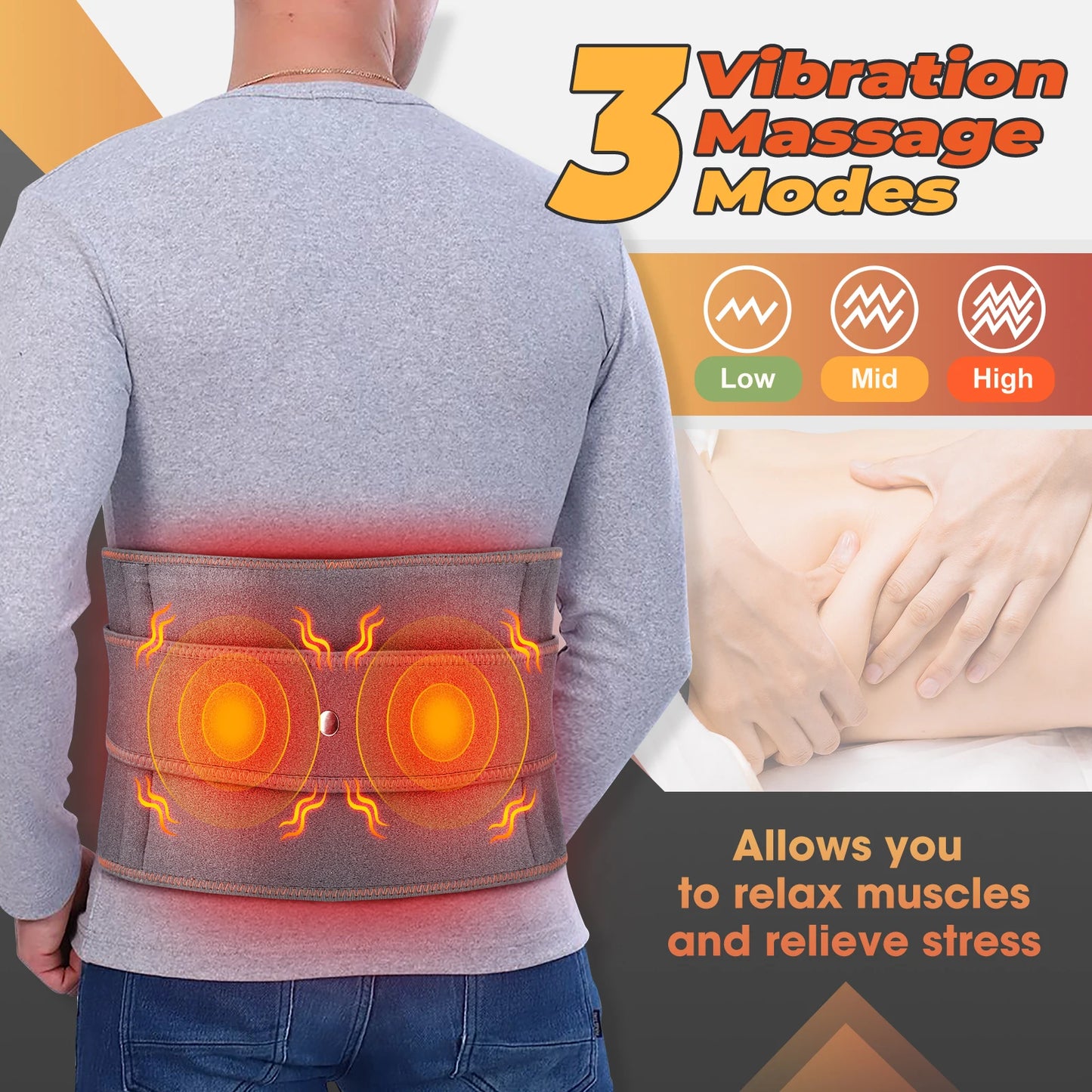 Heating Waist Massager Belts Vibration Inflatable Heated Pads Back Protector Waist Massage Relax Warmer