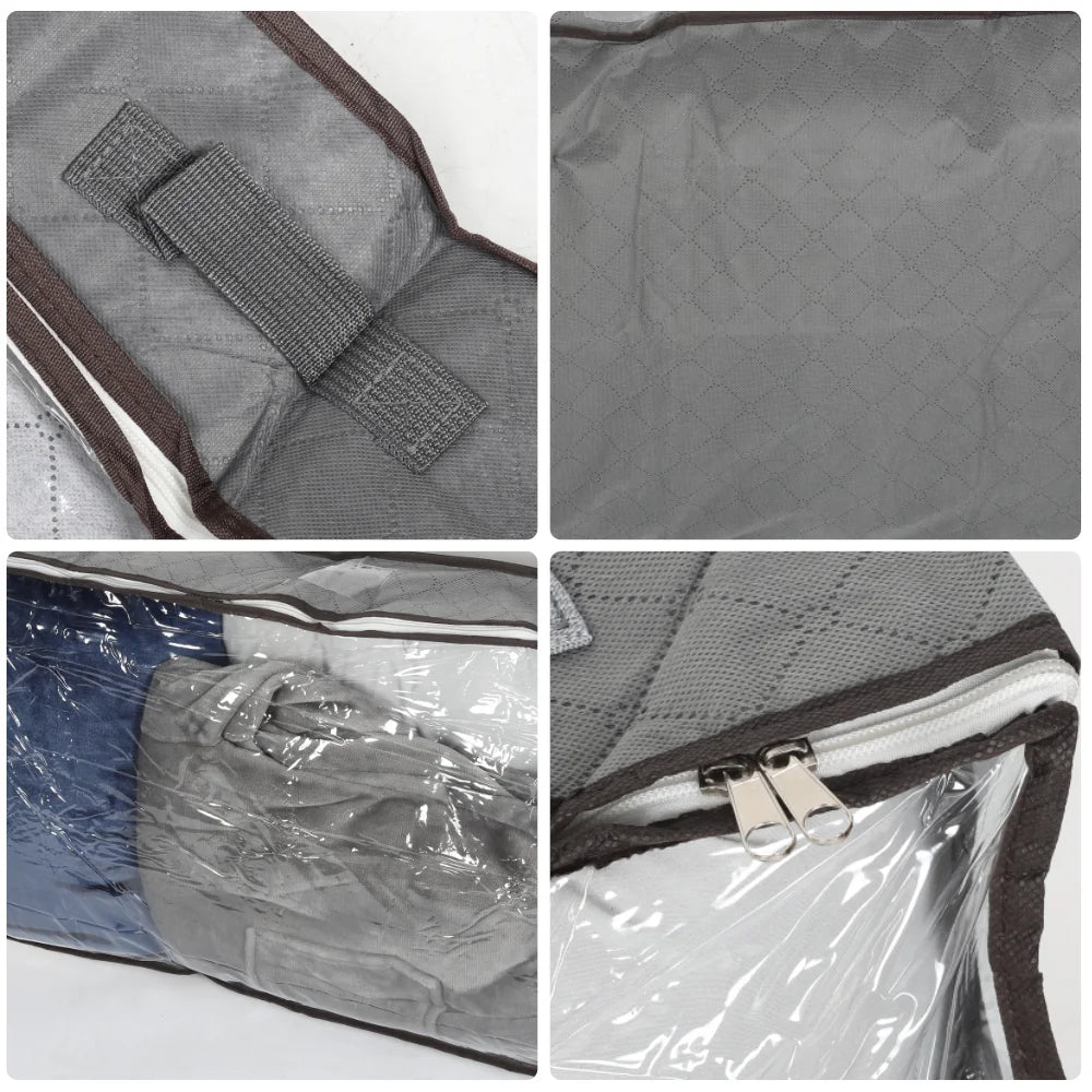 2pcs Underbed Quilt Storage Bag Organizer Wardrobe Clothes Dust Moisture-proof Finishing Bag Foldable Storage Box 90L