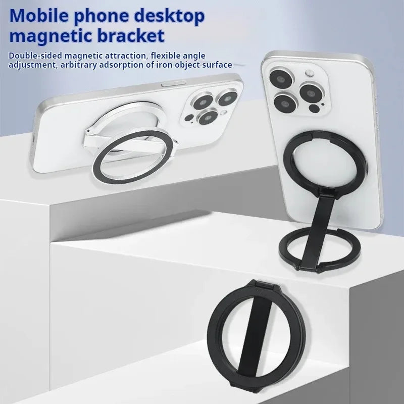 Mobile Phone Strong Magnetic Holder for Magsafe Double-sided Magnet Stand Portable Folding Ring Bracket for Xiaomi iPhone 14 15