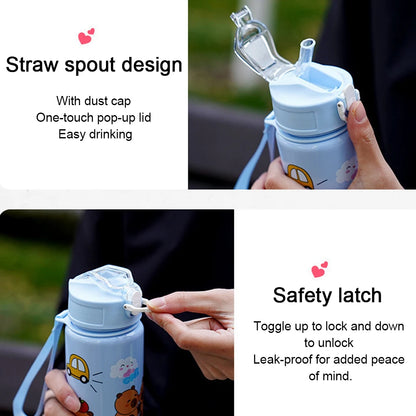 700ml Capybara Cute Water Cup with Straw & Handle Kawaii Travel Water Bottle Large Capacity Drinking Bottle for Fitness Sports