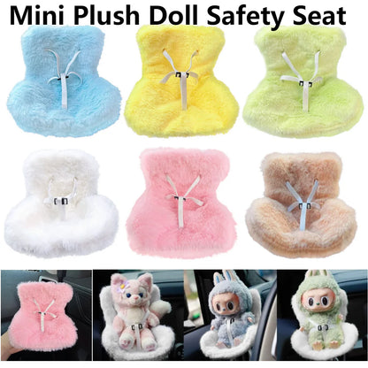 Soft Mini Plush Doll Safety Seat Kawaii Labubu Idol Kpop Doll Plush Seat Car Air Aromatreatment Decoration Car Ornament Gifts