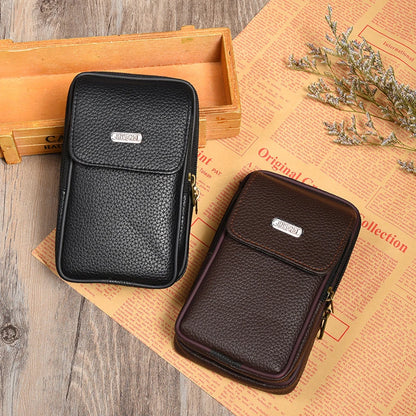 Men Cell Phone Waist Case Bag Pouch Leisure Small Leather Mobile Phone Belt Clip Bag Belt Pouch Leather Cell Phone Holster