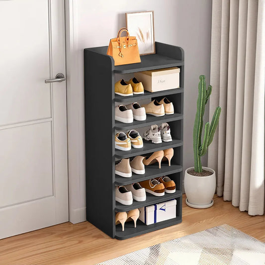 Multi-layer entrance narrow high shoe rack wooden shoe cabinet home shoe rack saves space