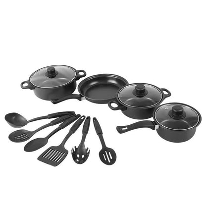 12-Piece High-Quality Non-Stick Cookware Set Deep Frying Pan with Lid Milk Pot Maifan Stone Frying Pan Cooking Pot Set