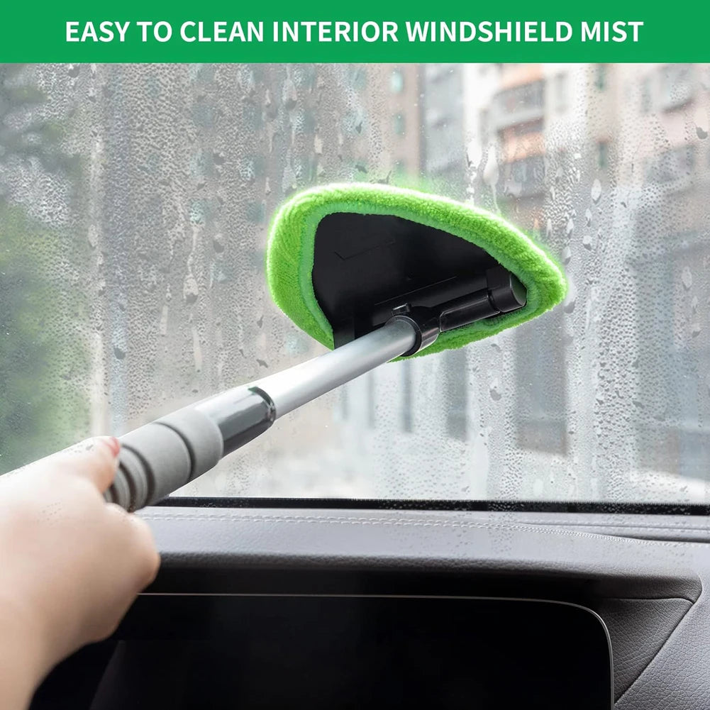 Windshield Cleaner with 2 Microfiber Pads Windshield Cleaning Tool Extendable Handle Windshield Washer Brush for Car & Home Use
