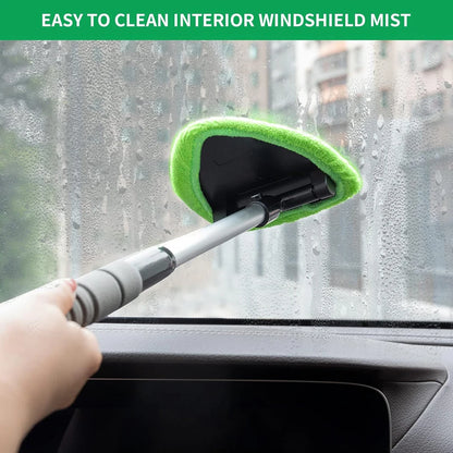 Windshield Cleaner with 2 Microfiber Pads Windshield Cleaning Tool Extendable Handle Windshield Washer Brush for Car & Home Use