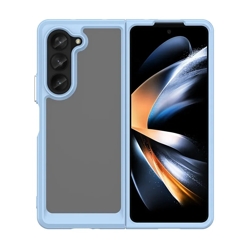 Colorfull Transparent TPU Case for Samsung Galaxy Z Fold 5 4 3 5G Protective Cover Shockproof Funda Coque 케이스