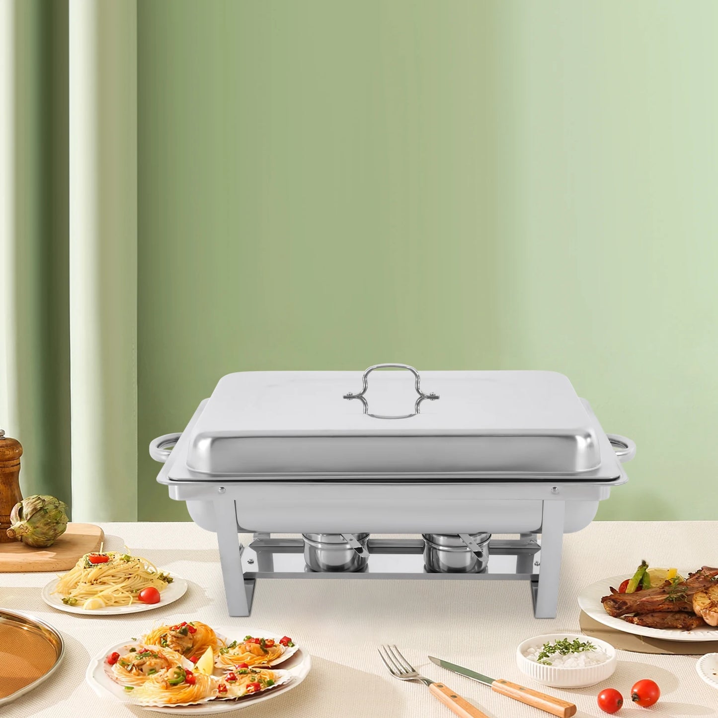 Stainless Steel Chafing Dish Buffet Set Rectangular Catering Chafer Warmer Buffet Dishes Warming for Restaurants, Buffets