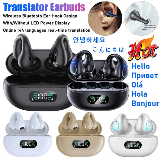 YYK-Q71 Q80 Wireless Bluetooth Translation Earbuds LED Digital Display Type-C Charging Translators Headphone For Travel Business