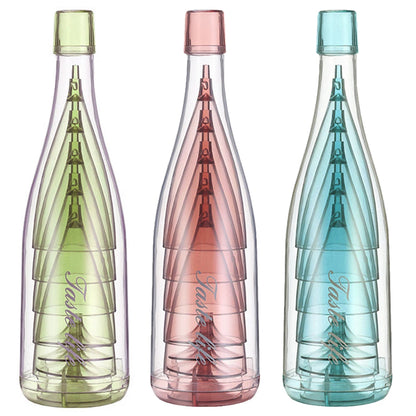 5Pcs Clear Wine Glasses with Storage Bottles Foldable Wine Glasses Reusable Champagne Glasses Folding for Outdoor Camping Travel