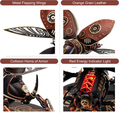 Robotime Rokr Rhinoceros Beetle Model Building Kits Mechanical 3D Puzzles Games Birthday Easy Assembly Mechanical Design Toys -