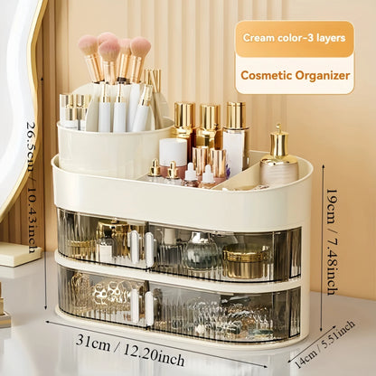 Large Capacity Makeup Organizer With Drawer - Dustproof Cosmetic  Box For Brushes, Lipsticks & More - Hypoallergenic Plastic, °