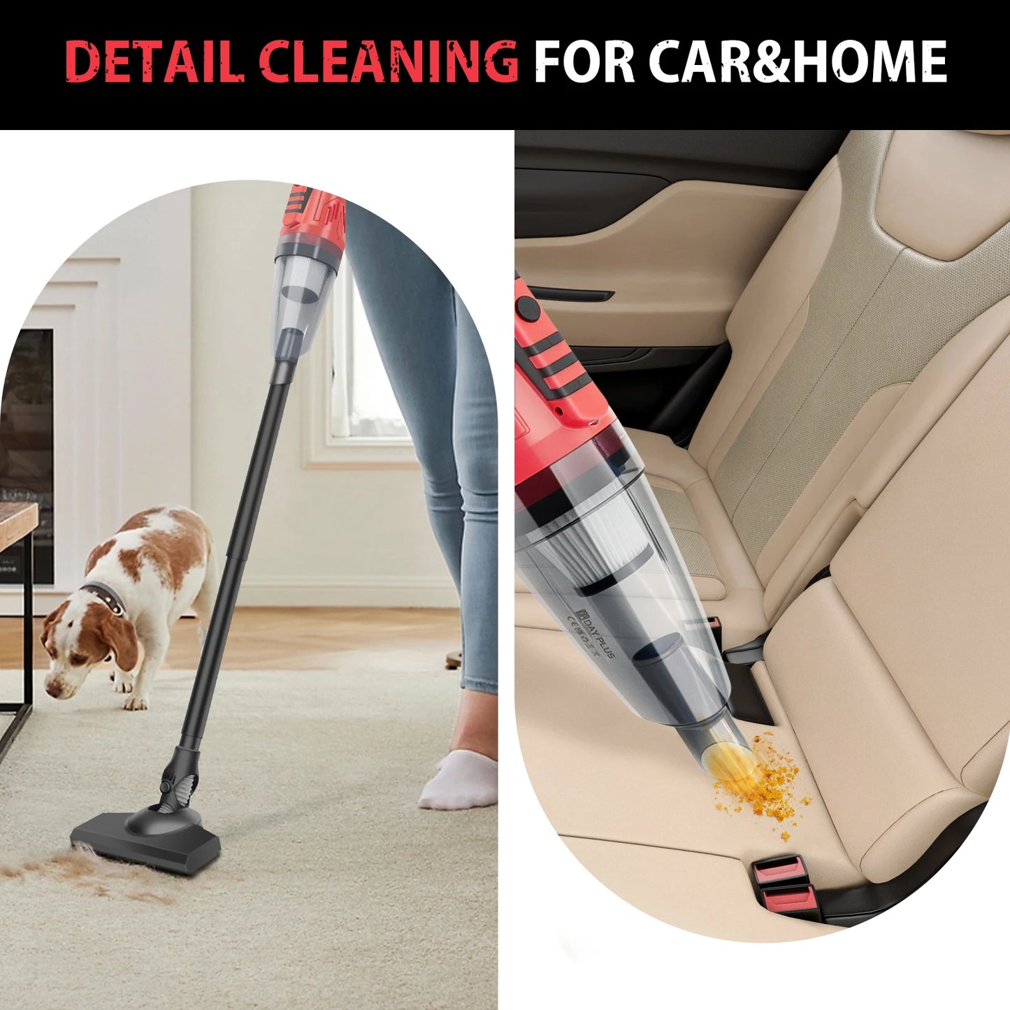 120W Cordless Vacuum Cleaner for Car, 5500Pa Suction, 2-IN-1 Handheld Car Vacuum Cleaner for Carpet, with 21V 2.2Ah Battery