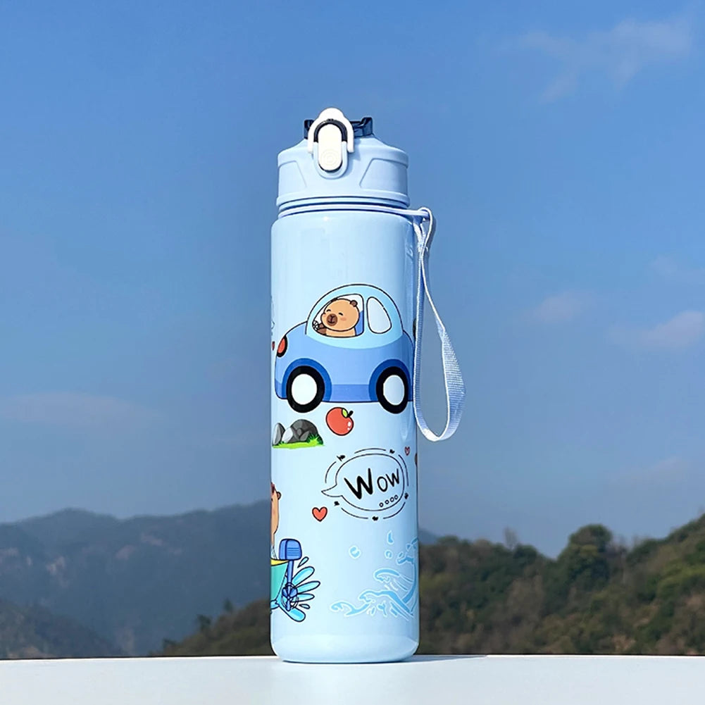 700ml Capybara Cute Water Cup with Straw & Handle Kawaii Travel Water Bottle Large Capacity Drinking Bottle for Fitness Sports