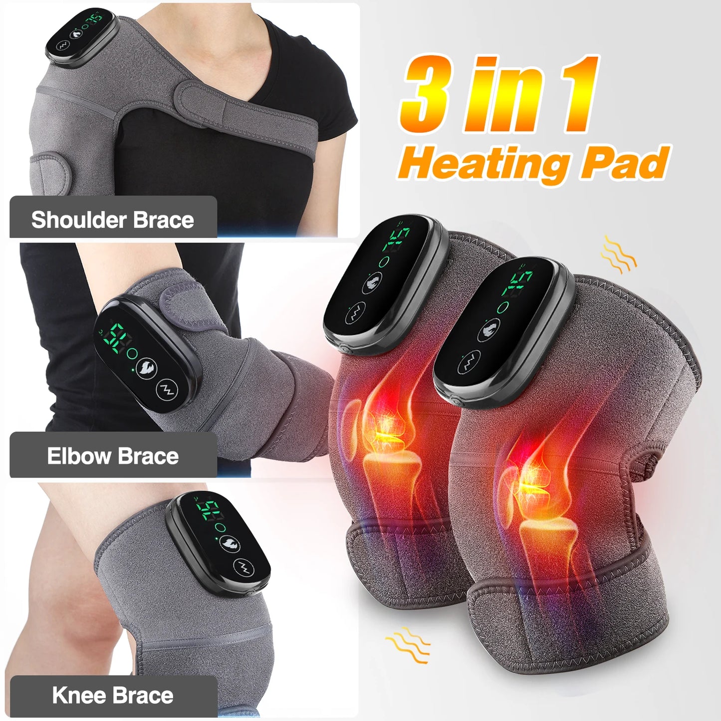 Eletric Heating Knee Massage Device Vibration Knee Pads for Shoulder Elbow Joint Warm Massage Thermal Knee Pad Blood Circulation
