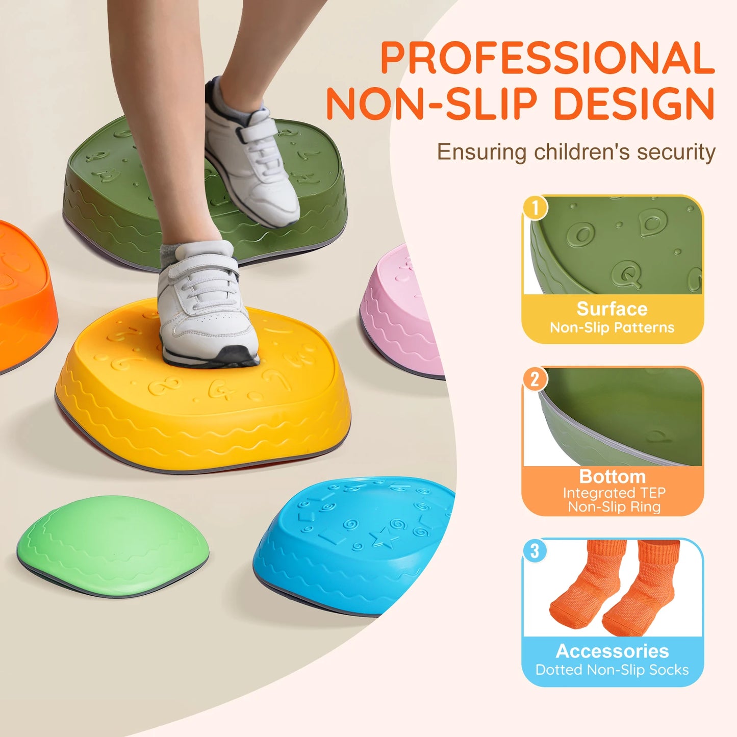 SucceBuy 6 PCS Balance Stepping Stones Kids Sports Toys Training Sensorial Social Games for Children Indoor or Outdoor Play