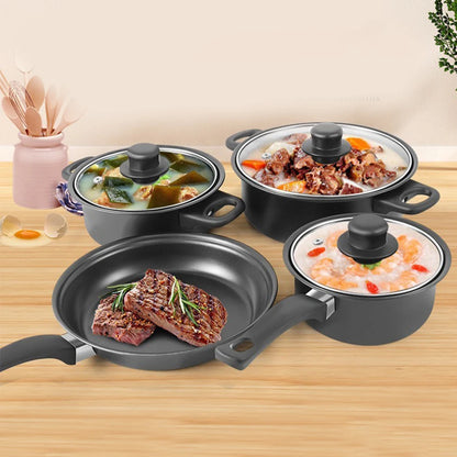 12-Piece High-Quality Non-Stick Cookware Set Deep Frying Pan with Lid Milk Pot Maifan Stone Frying Pan Cooking Pot Set