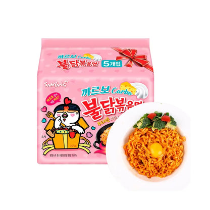 Samyang, Carbonara - flavored Hot Chicken Flavor Noodles, Pack of 5, 130g/bag