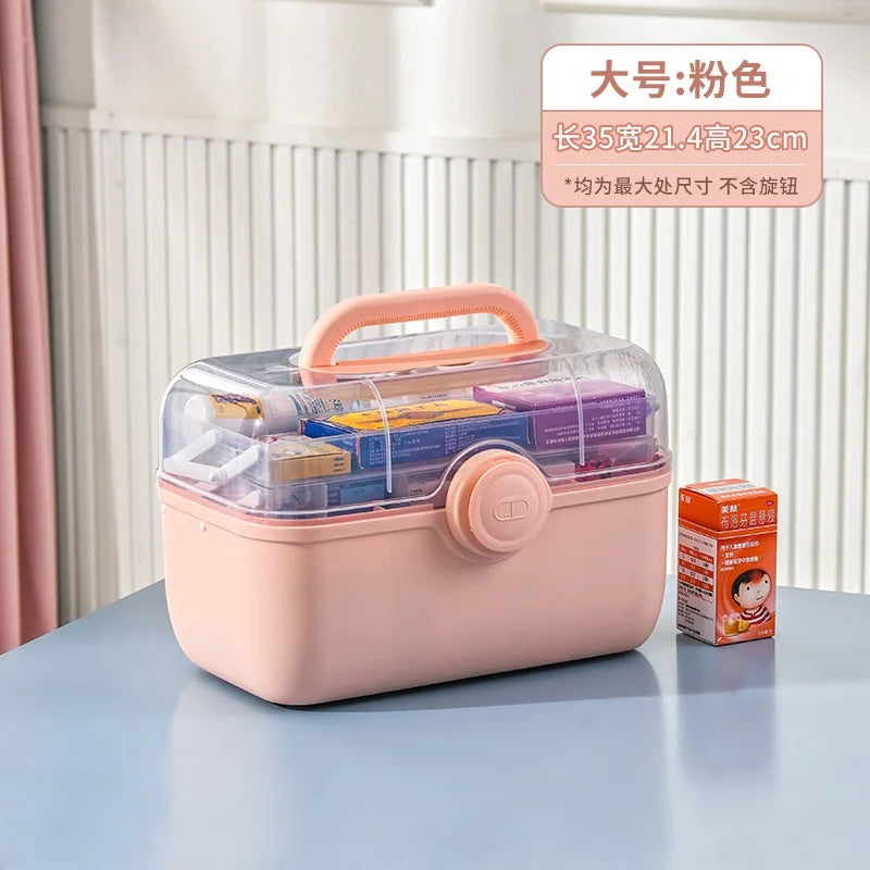 Large Capacity Family Medicine Organizer Box Portable First Aid Kit Medicine Storage Container Family Emergency Kit Box Storage